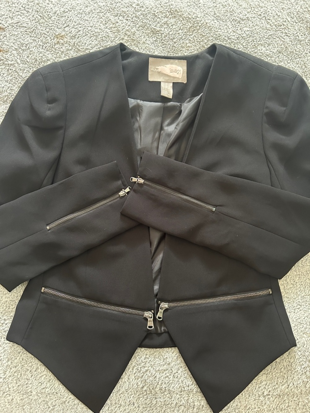 Forever 21 Black Zipper Accent Women's Blazer XS